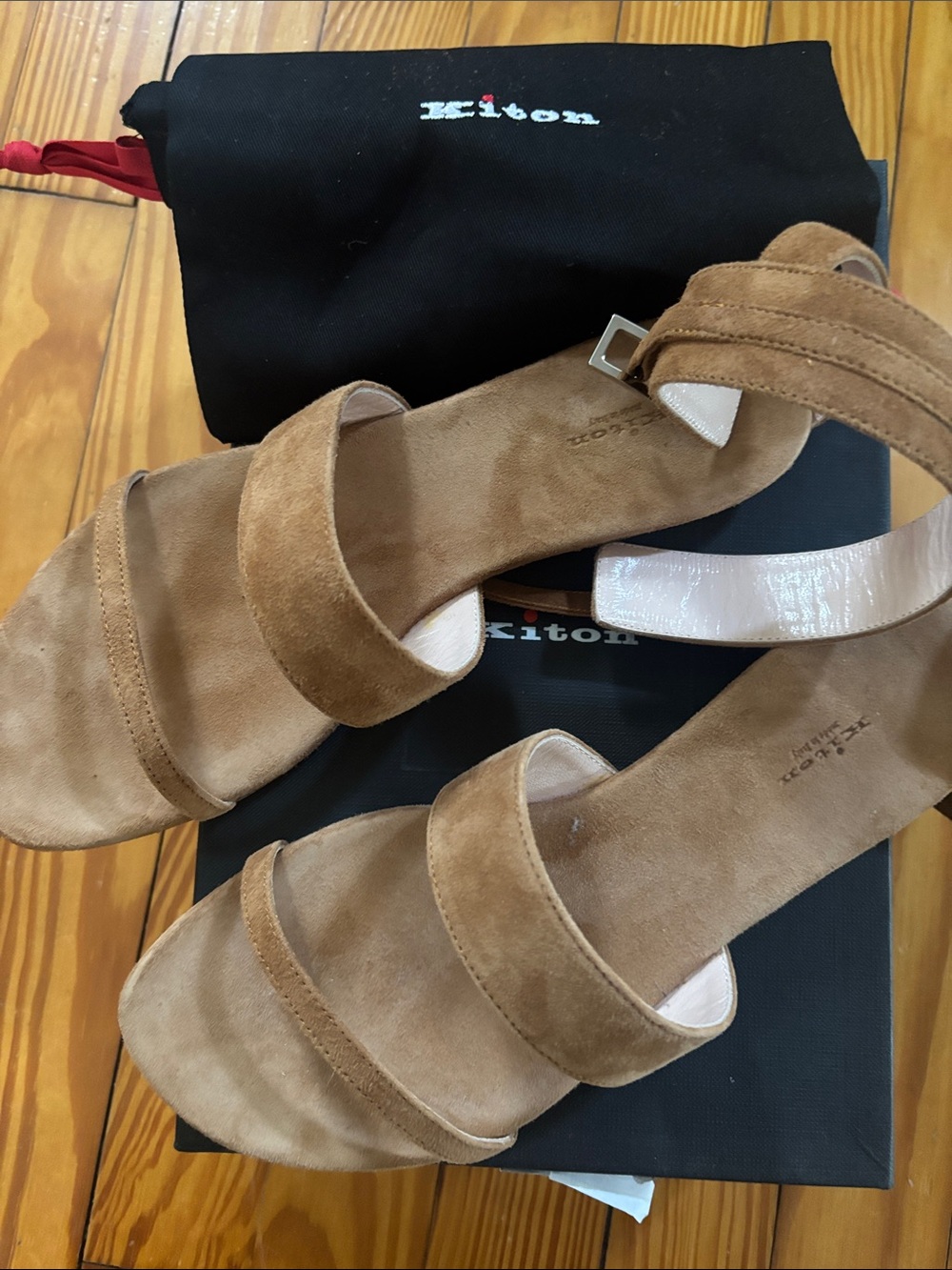 Brand New Kiton Brown Goatskin Suede Sandals - 40 - NIB